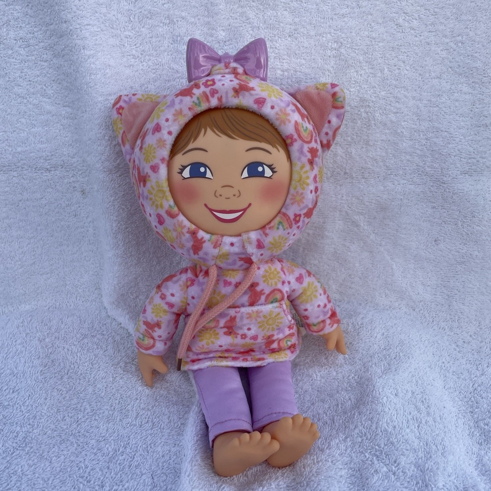 What's Her Face Doll Pink Unicorn Rainbow Cat Hoodie Rotating Face Expression